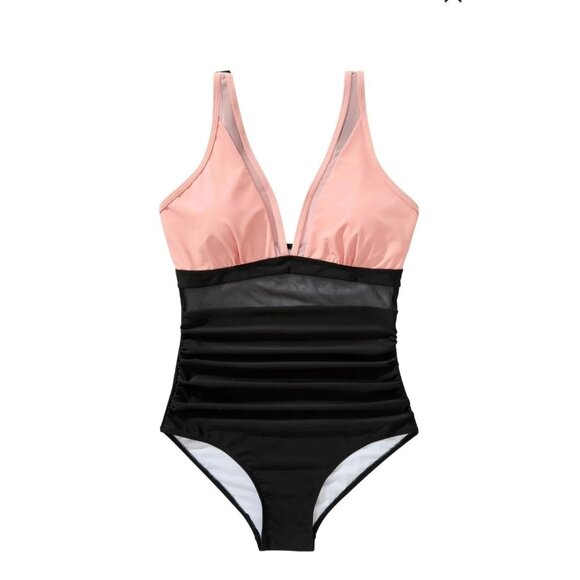 Suuksess Womens Elegant Mesh Panel High-Waisted One-Piece Swimsuit Size Small - Picture 14 of 14